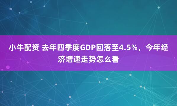 小牛配资 去年四季度GDP回落至4.5%，今年经济增速走势怎么看